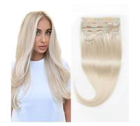 hair extensions 14"-24" Blonde Clip in Hair Extensions Human Hair Platinum Blonde Clip in Extensions Remy Hair 7Pcs Silky Straight Clip in Real Human Hair best tape in hair extensions(14inch 7Pcs 80 g