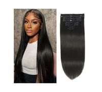Hair Extensions 16"-26" Clip in Human Hair Extensions 120g 8 Pieces with 18 Clips Natural Black Double Weft Brazilian Remy Hair Thick Silky Straight Hair Extensions Hair Pieces(26inches)