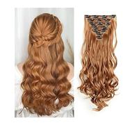 Hair Extensions 16 Clip Orange Golden Clip in Long Wavy Synthetic Hair Extension 20 Inch Copper Red 7PCS Thick Hairpieces Fiber Double Weft Hair for Women Human Hair Clip in Extensions