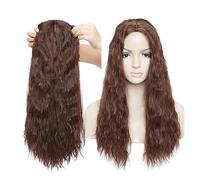 Hair Extensions 20inch Hair Extensions Synthetic Water Wave Clip In Hair Piece Clip In One Piece Hair Black Brown Hairpiece for Women Human Hair Clip in Extensions(Medium brown)