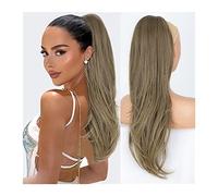 Hair Extensions 26" Long Wavy Drawstring Ponytail Synthetic Ponytail With Drawstring Hairpin Extension Wig Bun for Women's Everyday Hair Pieces For Women,Brown-26inches