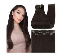 Hair Extensions 3Pcs Remy Clip in Human Hair Extensions Color Thick End Double Drawn Seamless Real Human Hair 50g Clip in Hair Extensions Straight Thick Remy Hair Extensions Human Hair Clip in Extensi