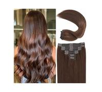 Hair Extensions #4 Chocolate Brown Clip in Hair Extensions Real Human Soft Silky Straight in Remy for Women 8pcs 120g/set Invisible(16inches 120g)