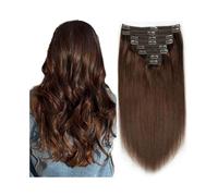 Hair Extensions #4 Chocolate Brown Hair Extensions 10-26 Inch Real Human Hair Clip in Hair Extensions Straight Remy Hair Clip in Hair Extensions for Women Human Hair Clip in Extensions(10inches)