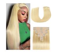 Hair Extensions #613 Bleach Blonde Clip in Hair Extensions Real Human Hair, Clip in Hair Extensions Straight Hair Extensions Clip ins Double Weft Human Hair Clip ins 7pcs Natural Human Hair(22inches)