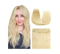 hair extensions #613 Bleach Blonde Wire Hair Extensions Straight Real Human Hair Fish Line Hair Extensions 16-26inch One Piece Invisible Wire Remy Hair Extensions best tape in hair extensions(20 inche