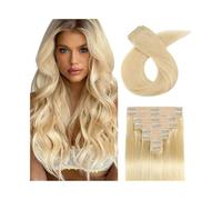 Hair Extensions #613 Blonde Color Clip in Hair Extensions 8Pcs 16-26Inch Long Straight Real Human Ins Brazilian Remy with 18 Clips Invisible(22inches 120g)