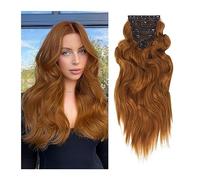 Hair Extensions 6PCS Synthetic Hairpiece Long Wavy Clip In Hair Extensions Orange Red Fiber Hairpieces Long Thick Wavy Hair Extensions for Women Human Hair Clip in Extensions