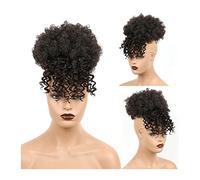 Hair Extensions Afro High Bubble Hair Bun Drawstring Ponytail with Bangs Synthetic Short Curly Ponytail Bun Extension for Black Women Hair Pieces For Women,Q35 2