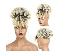 Hair Extensions Afro High Bubble Hair Bun Drawstring Ponytail with Bangs Synthetic Short Curly Ponytail Bun Extension for Black Women Hair Pieces For Women,Q35 1BT613