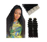 Hair Extensions Black Artificial Wig Deep Wave with Hair Extensions, Women's Wigs(22 inch)