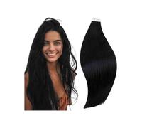 Hair Extensions Black Synthetic Wig 20 Pcs 50 G Seamless Tape Hair Extensions Double Sided Adhesive(20 inch)