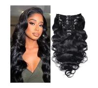 hair extensions Body Wave Brazilian Clip in Hair Extensions Human Hair 8Pcs Double Weft Remy Hair Extensions Clip ins for Black Women with 18Clips (Natural Black) best tape in hair extensions(20inche