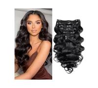 Hair Extensions Body Wave Clip In 100% Natural Human Hair Extensions for Women 8pcs 120g/set #1B Hair Pieces(24inches)
