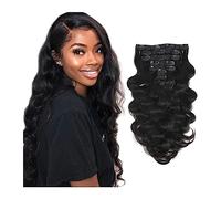 Hair Extensions Body Wavy Clip ins Hair Extensions Brazilian Human Hair, 1B Natural Color Body Wave Clip in Remy Human Hair Extensions for Women Soft and Easy to Wear 7Pcs Human Hair Clip in Extension