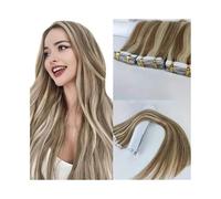 Hair Extensions Brown Mixed Bleached Blonde 20Pcs 50g Artificial Wigs Straight Seamless Hair Extensions(22 inch)