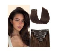 Hair extensions Brown Straight Human Hair Clip - In Extensions! 8 Pcs, 120g Double Weft, Real Remy Hair for Effortless Volume Hair pieces for women(24inch)