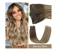 hair extensions, Clip in hair Extension Remy Halo Hair Fish Wire Line Human Hair Extension With 4 Clips Hairpiece For Women(Mocha Melt,12 inch)