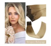 hair extensions, Clip in hair Extension Remy Halo Hair Fish Wire Line Human Hair Extension With 4 Clips Hairpiece For Women(Stropez Balayage,14 inch)