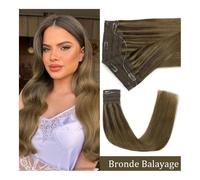 hair extensions, Clip in hair Extension Remy Halo Hair Fish Wire Line Human Hair Extension With 4 Clips Hairpiece For Women(Bronde Balayage,20 inch)