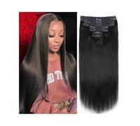 hair extensions Clip in Hair Extensions 8Pcs Real Human Hair Clip in Straight Hair Extensions for Women Natural Black Color Brazilian Remy Hair with 18 Clips best tape in hair extensions(Jet Black,14i