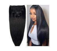 hair extensions Clip in Hair Extensions Brazilian Human Hair Full Head Silky Straight Clip in Hair Extension for Women 120g 8Pcs per Set with 18 Clips best tape in hair extensions(Natural Black,12inch