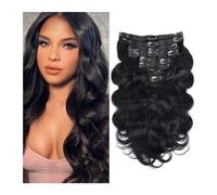 hair extensions Clip In Hair Extensions Real Human Hair 8 Pieces 18Clips Glueless Body Wave Hair For Black Women Brazilian Remy Hair Double Wefts best tape in hair extensions(14inches,120g)