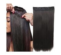 Hair Extensions Clip in Hair Extensions Real Human Hair Natural Black Hair Extensions Clip in Human Hair Double Weft, Soft Straight Hair Extensions with 5 Clips Clip In One Piece Human Hair Clip in Ex