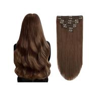 Hair Extensions Clip in Human Hair Extensions Brazilian Remy Hair 10-26inch 120g 8Pcs Silky Straight Real Human Hair Clip in Extension #4 Brown Real Hair Extensions Human Hair Clip in Extensions(20inc