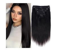 Hair Extensions Clip In Human Hair Extensions, Real Remy Thick Straight Clip Ins Black Human Hair Extensions for Relaxed Hair 7 Pieces Per Set for Women, #1B 120 Gram Human Hair Clip in Extensions(22i