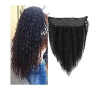 Hair Extensions Curly Clip in Extensions Human Hair 18 Inch Black Curly Hair Extensions Clip in Human Hair One Piece 5 Clips Brazilian Natural Black Wavy Hair Extensions Clip Ins Human Hair Clip in Ex