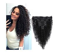Hair Extensions Curly Clip in Human Hair Extensions 120g Curly Real Hair Clip in Extensions for Black Women Natural Black Color 8Pcs Brazilian African American Hair Extension Human Hair Clip in Extens