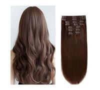 Hair Extensions Dark Brown Clip in Hair Extensions Real Human Hair 100% Remy Human Hair Clip in Extensions Straight Double Weft for Full Head #2 Brown Natural Human Hair(26inches,240g)