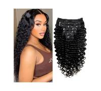 hair extensions Deep Wave Clip In Hair Extensions Brazilian Remy Hair Wave Curly Clip In Extensions 8 Pcs 120g/Set Full Head Real Human Hair Extensions for Women best tape in hair extensions(20inches)