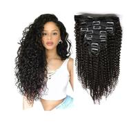 Hair Extensions Deep Wave Clip In Human Hair Extensions 8Pcs 120g 12-26 Inch Full Head Brazilian Remy in Curly Extension for Women Invisible(16inches)