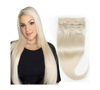 hair extensions Full Head Blonde Clip in Hair Extensions White Blonde Hair Extensions Clip in Human Hair Real Hair Extensions for Short Hair 12"-24" best tape in hair extensions(20inch 8Pcs 150gram)
