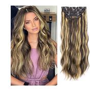 Hair Extensions Hair Extensions, 4PCS Clip in Hair Extensions Curly Wavy Thick Full Head Clip in Extensions Synthetic Long Natural Black Hairpieces for Women Girls 20 inch Natural Human Hair(11 Clips