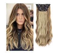 Hair Extensions Hair Extensions, 4PCS Clip in Hair Extensions Curly Wavy Thick Full Head Clip in Extensions Synthetic Long Natural Black Hairpieces for Women Girls 20 inch Natural Human Hair(11 Clips