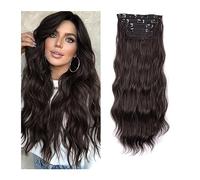 Hair Extensions Hair Extensions, 4PCS Clip in Hair Extensions Curly Wavy Thick Full Head Clip in Extensions Synthetic Long Natural Black Hairpieces for Women Girls 20 inch Natural Human Hair(11 Clips