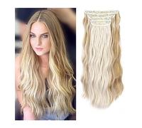 Hair Extensions Hair Extensions, 4PCS Clip in Hair Extensions Curly Wavy Thick Full Head Clip in Extensions Synthetic Long Natural Black Hairpieces for Women Girls 20 inch Natural Human Hair(11 Clips