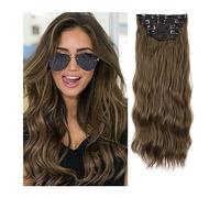 Hair Extensions Hair Extensions, 4PCS Clip in Hair Extensions Curly Wavy Thick Full Head Clip in Extensions Synthetic Long Natural Black Hairpieces for Women Girls 20 inch Natural Human Hair(11 Clips