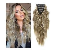 Hair Extensions Hair Extensions 6Pcs/Set Synthetic Hair Clip In Long Wavy Thick Hairpieces 22Inch Synthetic Hair Extensions Ombre Hairpieces for Women Human Hair Clip in Extensions
