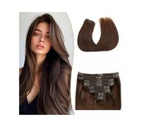 hair extensions Human Hair Clip in Hair Extensions 120g/Set Clip in Hair Extensions Brazilian Human Hair Straight Remy Hair Clip in Hair Extensions 16-26Inch 8Pcs best tape in hair extensions(Dark Bro