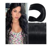 hair extensions Invisible Hair Extensions Real Human Hair Black One Piece with 5 Clips in Hair Extensions with Transparent Wire Headband Human Hair Extensions best tape in hair extensions(14inches)