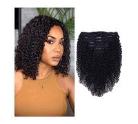 Hair Extensions Kinky Curly Clip in Hair Extensions Human Hair for Women - 8Pcs 18Clips Brazilian Remy Human Hair Clip in Extensions Thick to Ends 120g/Set Natural Black Human Hair Clip in Extensions(