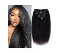 Hair Extensions Kinky Straight Clip In Hair Extensions Real Human Hair Full Head Brazilian Remy Clip ins Seamless Hair Pieces(16inches,120g)