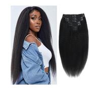 hair extensions Kinky Straight Clip in Hair Extensions Real Human Hair Natural Black for Women Remy Kinky Straight Human Hair Clip in Extensions Double Weft Seamless 120g/Set best tape in hair extensi