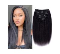 Hair Extensions Kinky Straight Clip in Hair Extensions Seamless Clip ins Hair Extensions Real Human Hair Natural Black Yaki Straight Hair Extensions for Black Women Human Hair Clip in Extensions(18i