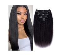 Hair Extensions Kinky Straight Clip In Human Hair Extensions 8Pcs/Pack Full Head For Black Women Hair Pieces(24inches,120g)