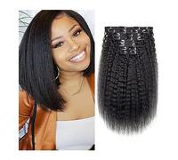 Hair Extensions Kinky Straight Clips In Human Hair Extensions 120G Human Hair Clip In Extensions 8Pcs/Set In Brazilian Remy Human Hair Natural Color 10-26inches Human Hair Clip in Extensions(20inches,